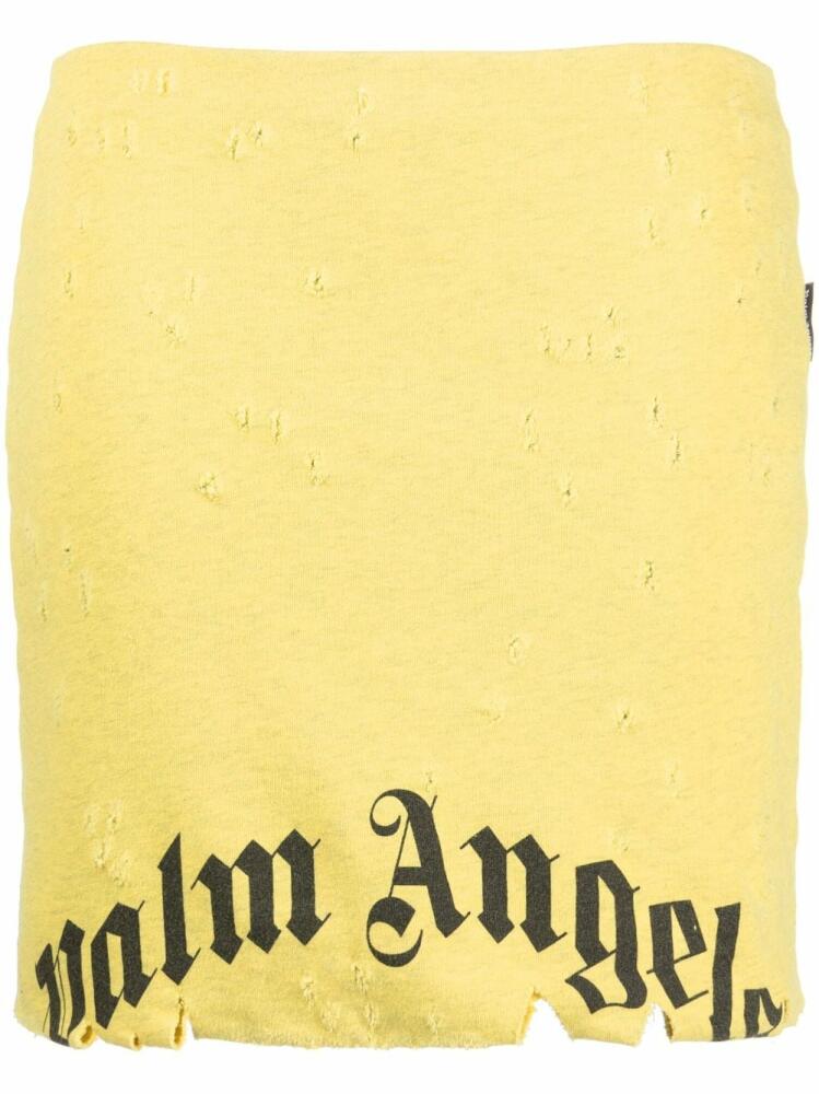 Palm Angels GD Destroyed miniskirt - Yellow Cover