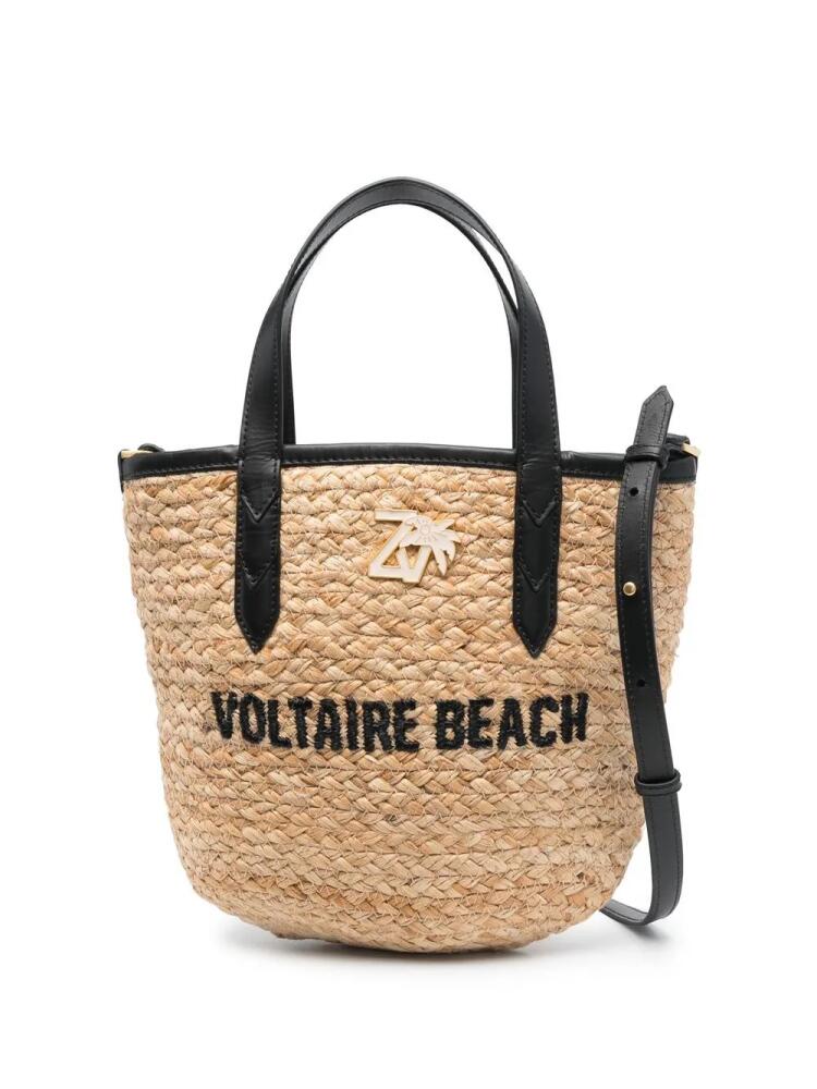 Zadig&Voltaire embroidered-logo raffia beach bag - Neutrals Cover