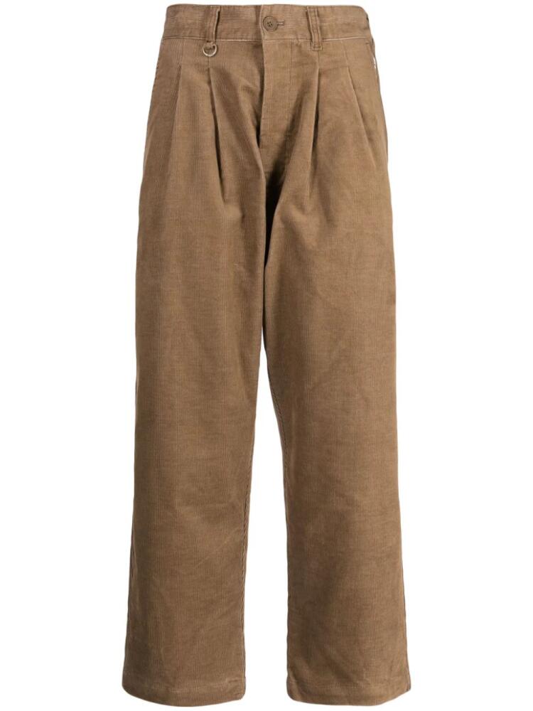 CHOCOOLATE logo-appliqué corduroy straight-leg trousers - Brown Cover