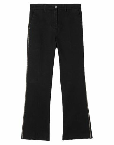 White Sand Woman Pants Black Cotton, Elastane Cover