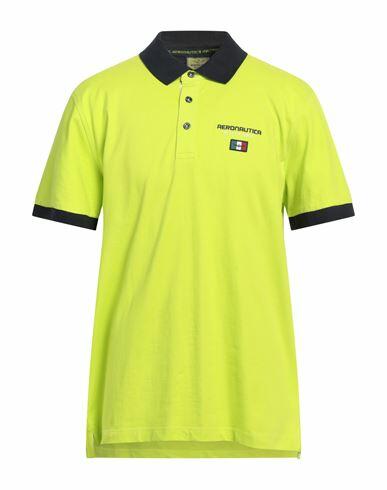 Aeronautica Militare Man Polo shirt Acid green Cotton, Elastane Cover