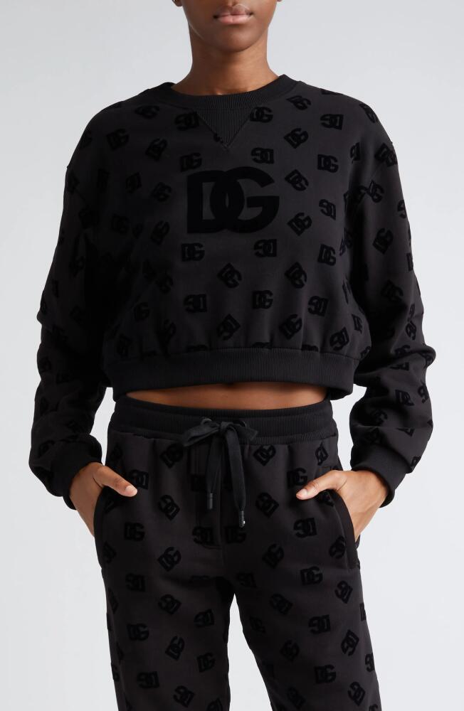 Dolce & Gabbana Flocked Logo Crop Sweatshirt in Variante Abbinata Cover