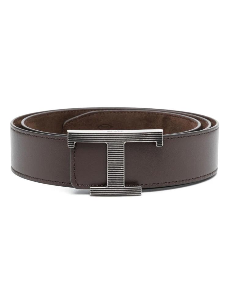 Tod's logo-buckle leather belt - Brown Cover