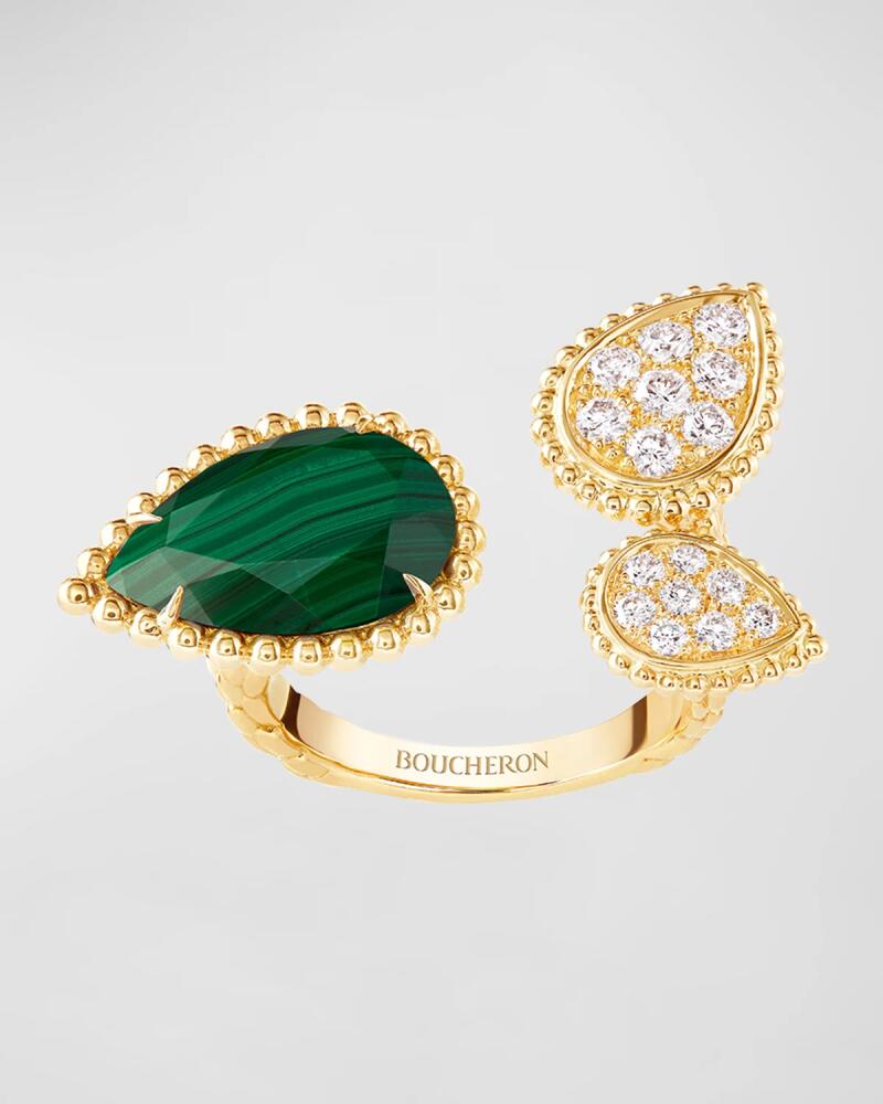 Boucheron Serpent Bohème 18K Yellow Gold Malachite & Diamond 3-Motif Ring Cover