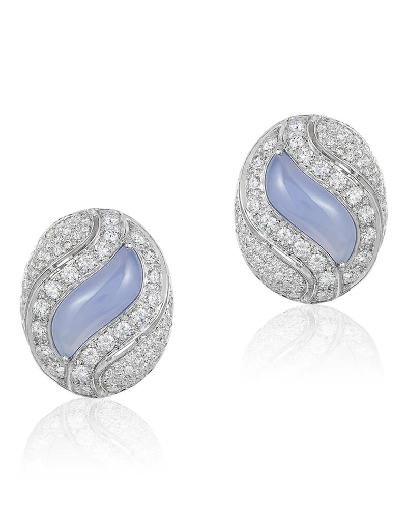 Andreoli 18k White Gold, Diamond & Purple Chalcedony Earrings Cover