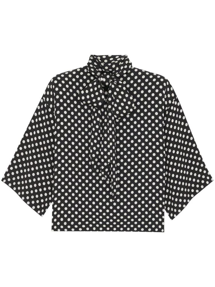 Saint Laurent polka-dot pussy-bow blouse - Black Cover