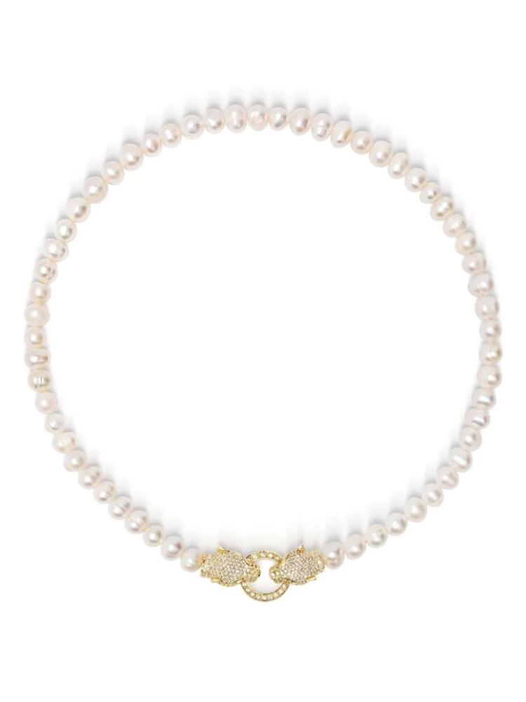 Nialaya Jewelry Panther Head pearl-embellished necklace - White Cover