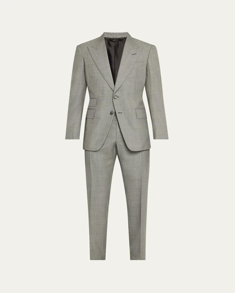 TOM FORD Men's Shelton Sharkskin Slim-Fit Suit Cover