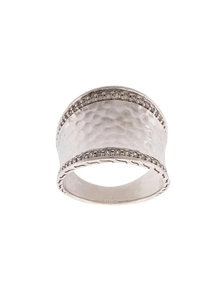 John Hardy Classic Chain hammered saddle diamond ring - Silver Cover