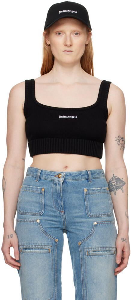 Palm Angels Black Cropped Tank Top Cover