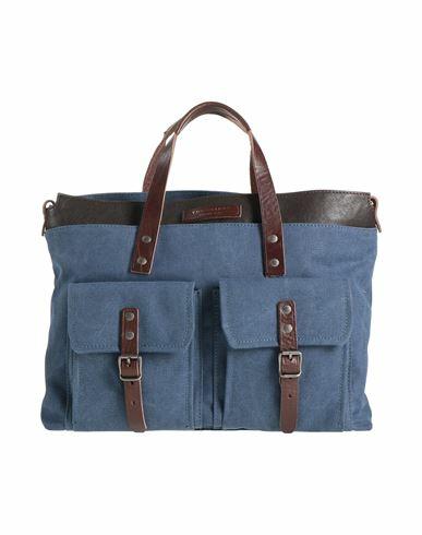 The Bridge Man Handbag Slate blue Textile fibers, Leather Cover