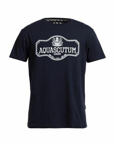 Aquascutum Man T-shirt Midnight blue Cotton, Elastane Cover