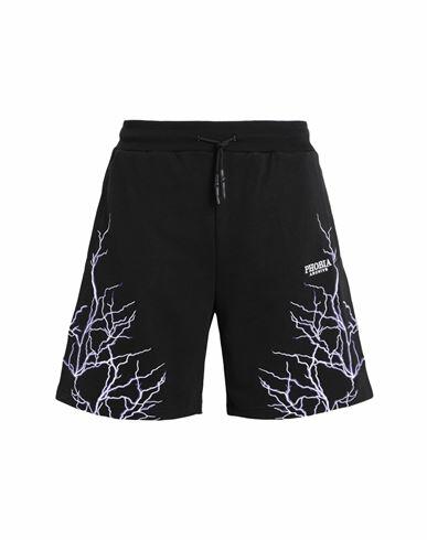 Phobia Archive Black Shorts With Purple Embroidery Lightning Man Shorts & Bermuda Shorts Black Cotton Cover