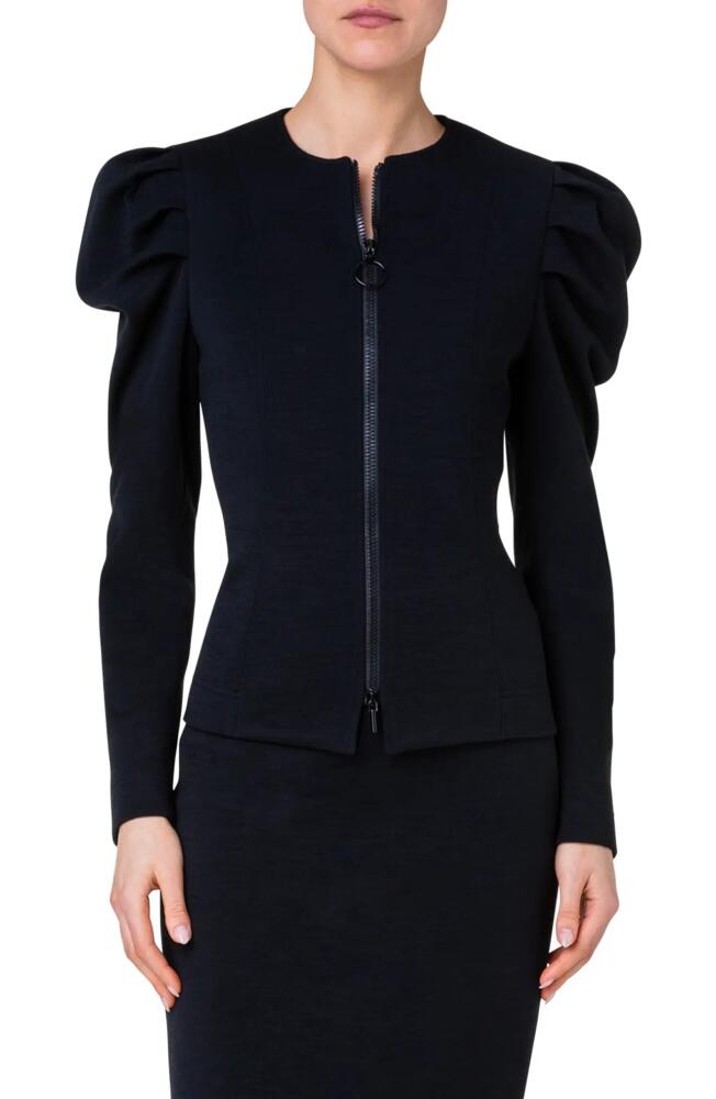 Akris punto Puff Sleeve Scuba Jersey Jacket in Black Cover