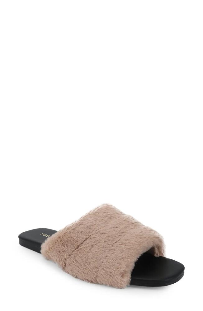 Yosi Samra Noro Faux Fur Slide Sandal in Beige Cover