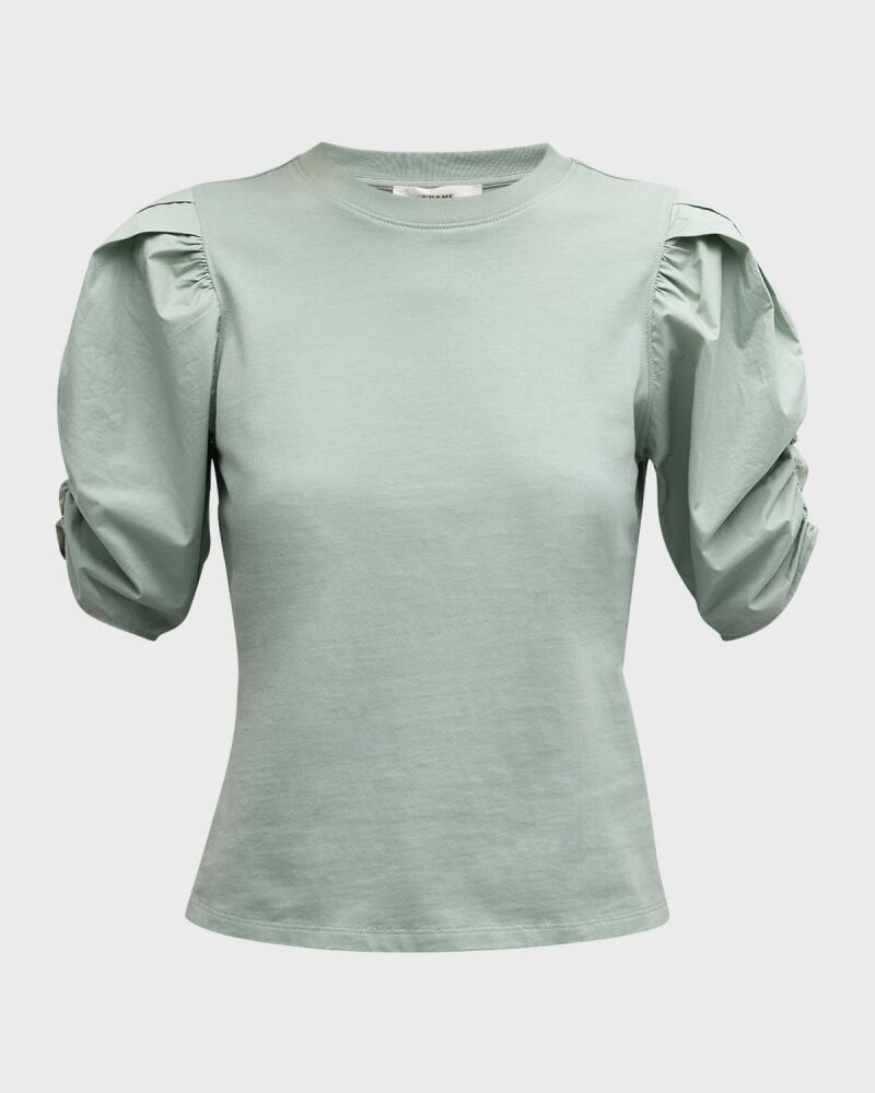 FRAME Pleated Puff-Sleeve Tee Cover