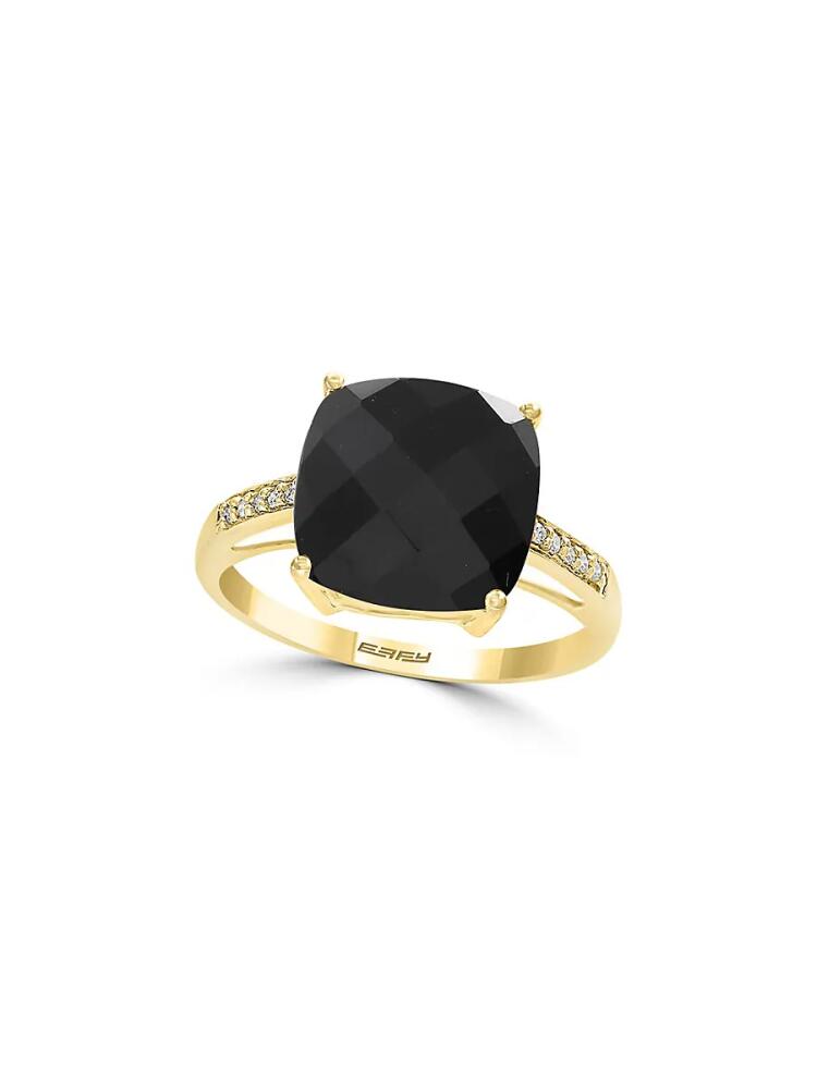 Effy Women's July 14K Yellow Gold, Onyx & Diamond Ring Cover