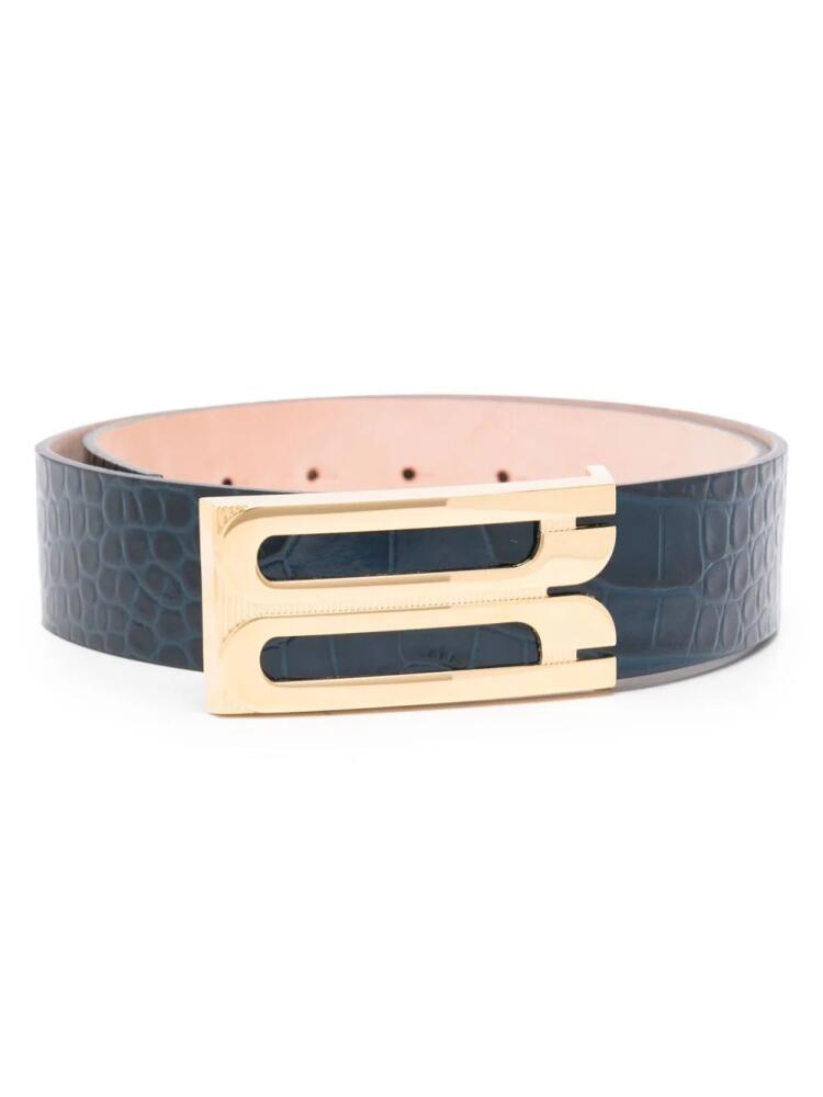 Victoria Beckham corcodile-effect leather belt - Blue Cover