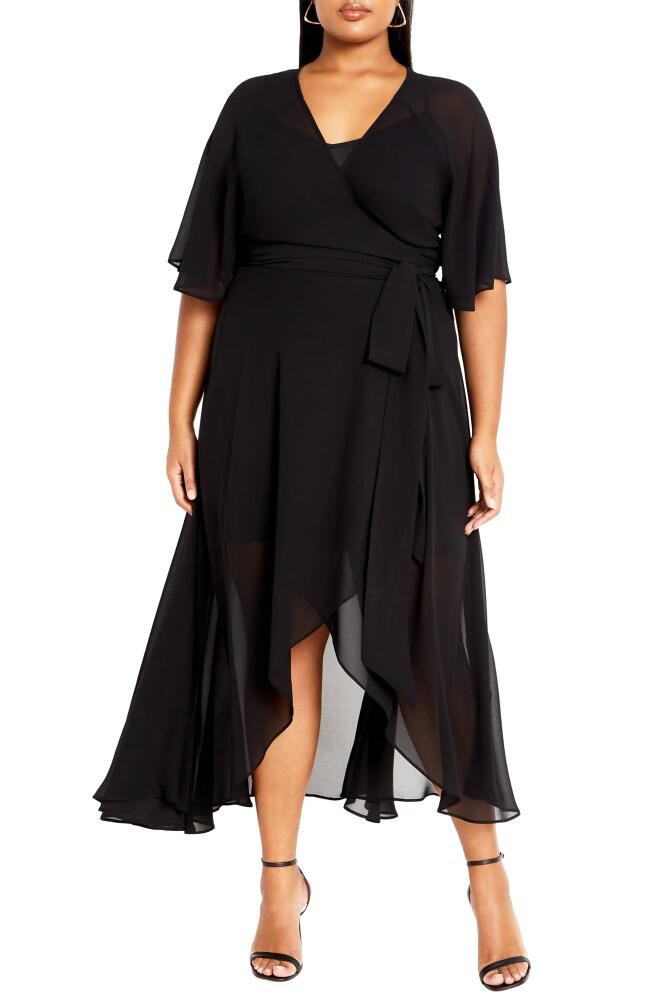 City Chic Lover's Lane Wrap Dress in Black Cover