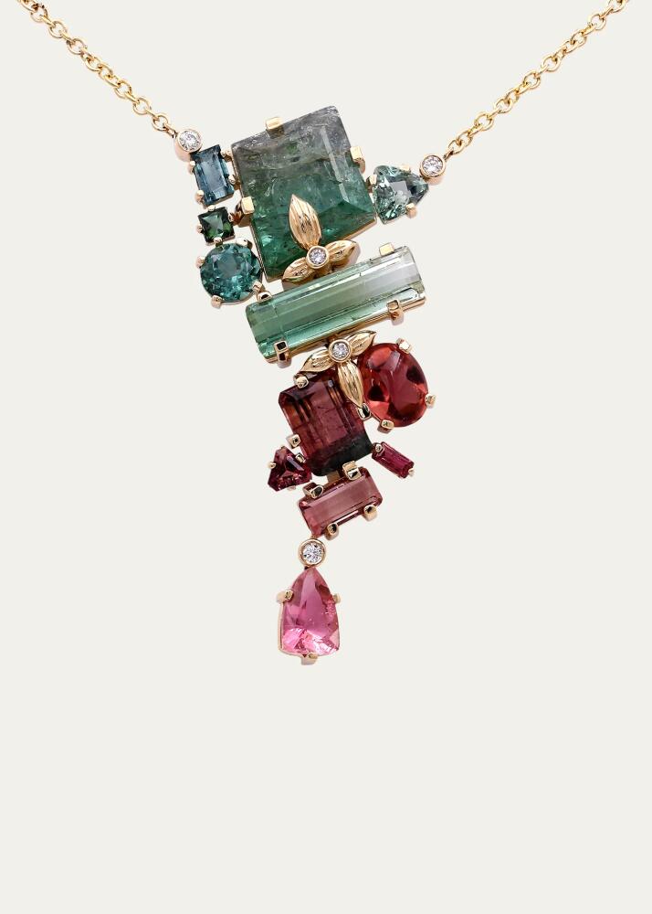 Stephen Dweck Multicolor Tourmaline and Diamond Necklace in 18K Gold Cover