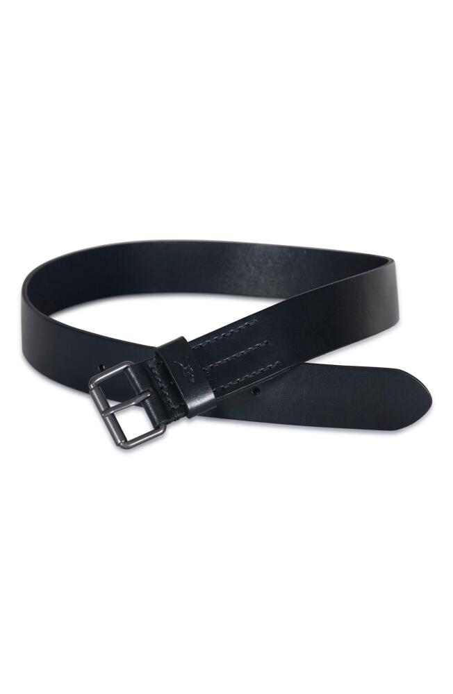 AllSaints Solid Leather Belt in Black/Dark Gunmetal Cover