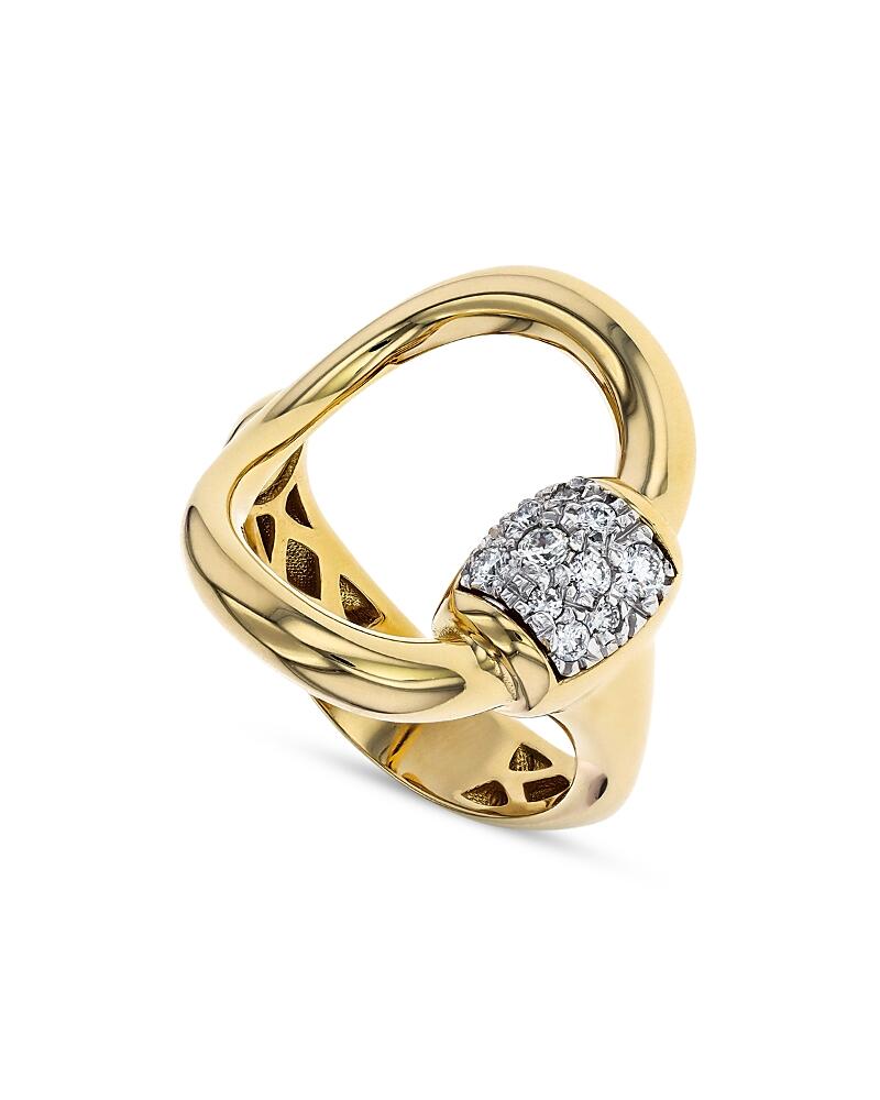 Alberto Milani 18K Yellow Gold Via Caneva Diamond Horsebit Ring Cover