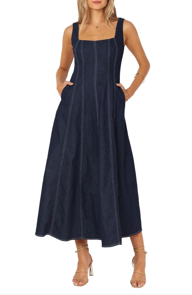 Petal & Pup Callum Sleeveless Denim Maxi Dress in Dark Denim Cover