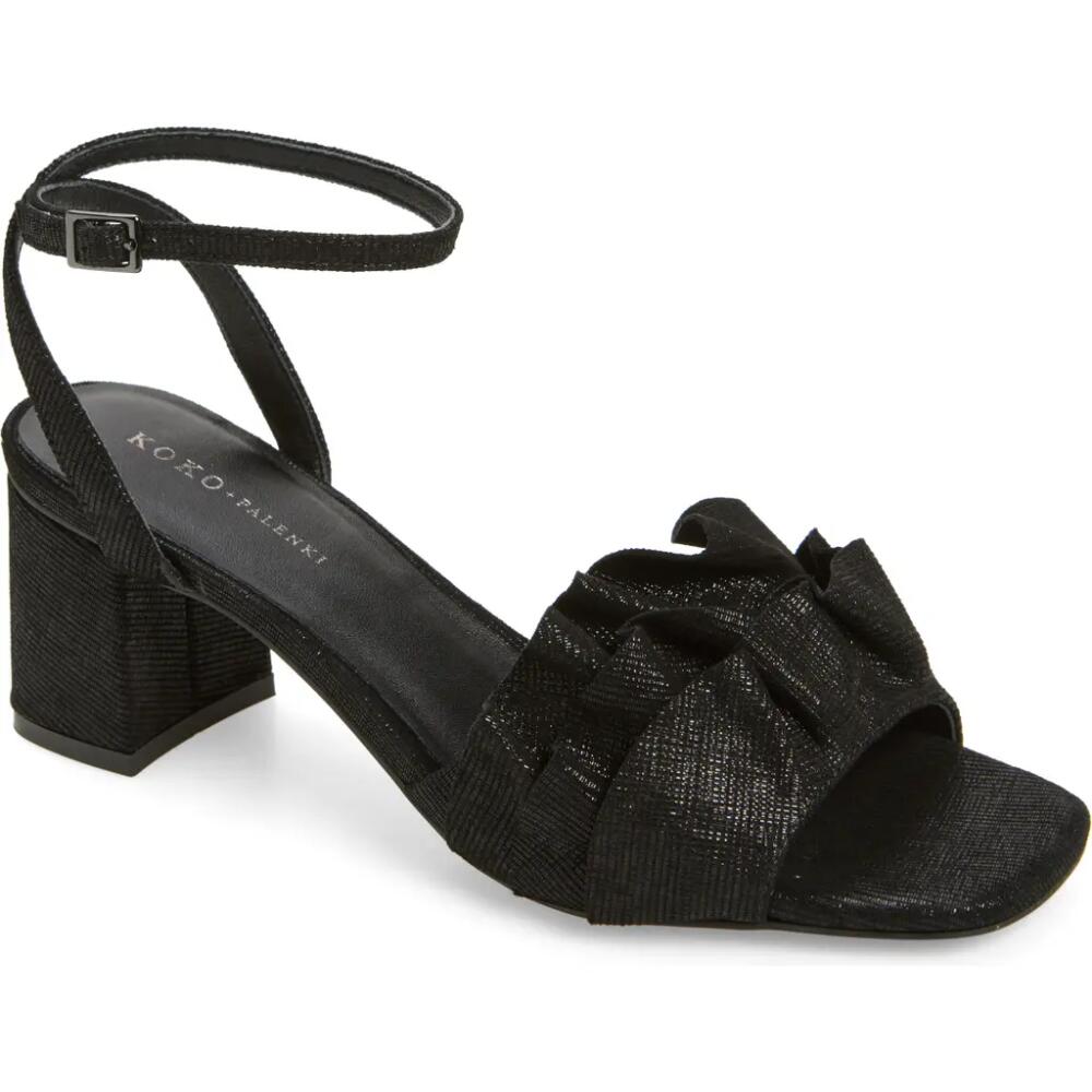 KOKO + PALENKI Serenity Square Toe Sandal in Black Metallic Leather Cover