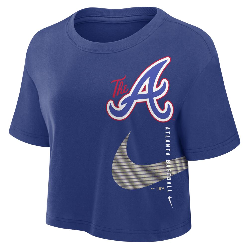 Atlanta Braves City Connect Nike Women's Dri-FIT MLB Cropped T-Shirt in Blue Cover