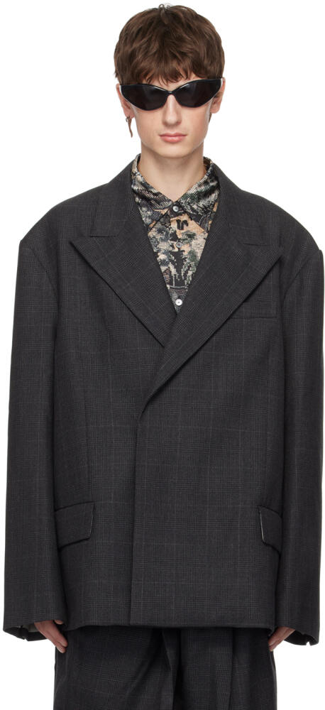 Acne Studios Gray Peaked Lapel Blazer Cover