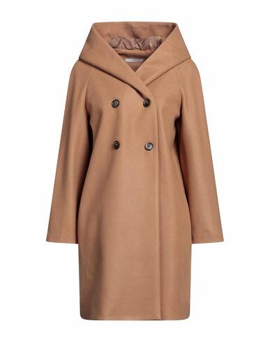 Biancoghiaccio Woman Coat Camel Acrylic, Polyethylene, Wool Cover