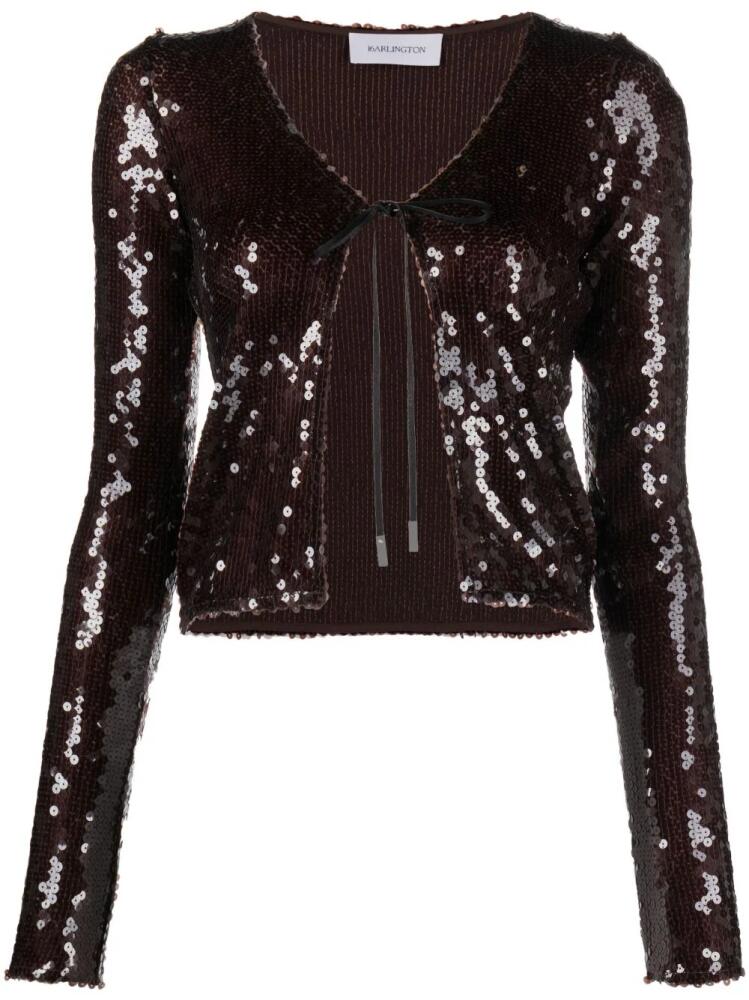 16Arlington sequin-embellished long-sleeve cardigan - Brown Cover