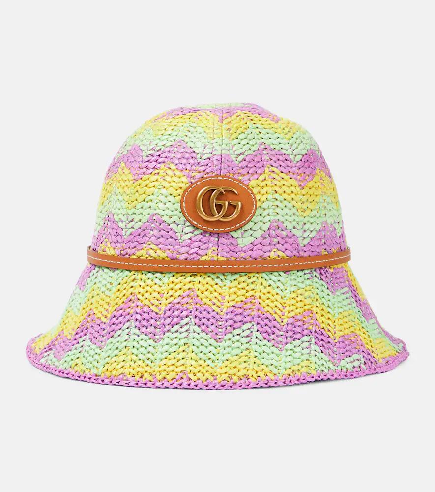 Gucci GG printed leather-trimmed bucket hat Cover