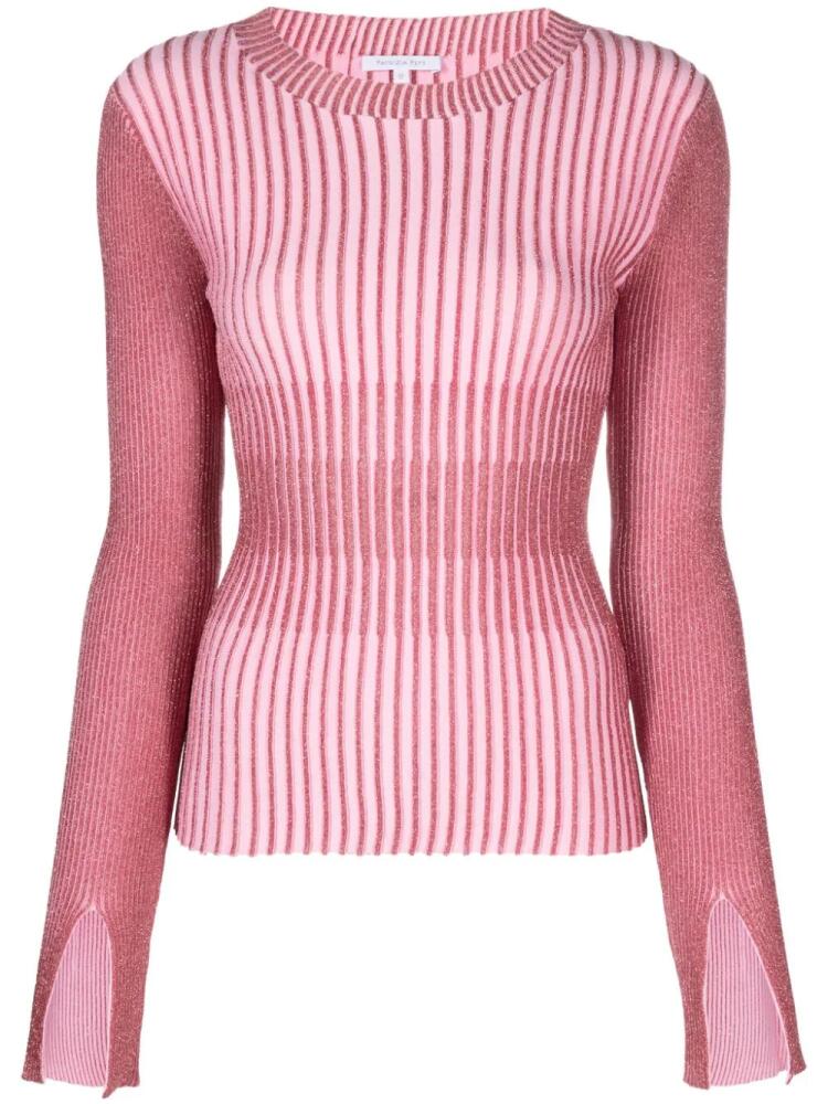 Patrizia Pepe mock-neck ribbed-knit lurex top - Pink Cover