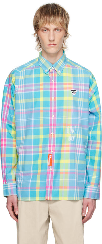 AAPE by A Bathing Ape Blue Check Shirt Cover