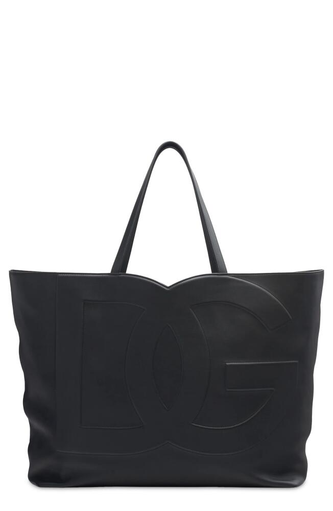 Dolce&Gabbana DG Logo Leather Tote in Nero Cover