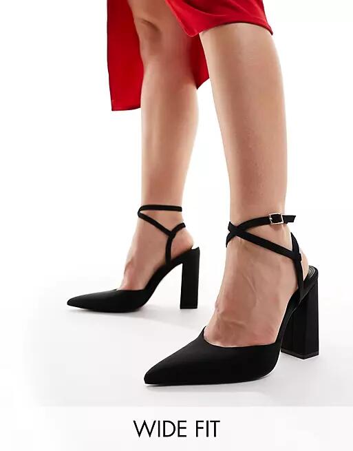 ASOS DESIGN Wide Fit Paige high block heels in black Cover