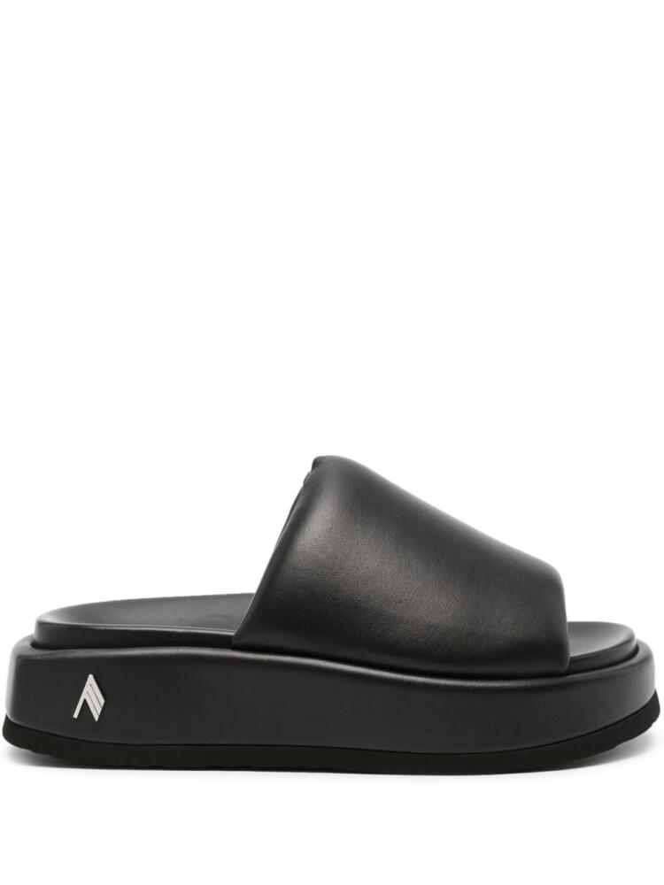 The Attico Mia platform leather slides - Black Cover