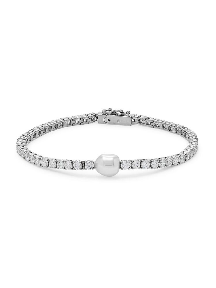 Adriana Orsini Women's Boheme 7MM Round Simulated Pearl & Cubic Zirconia Tennis Bracelet Cover