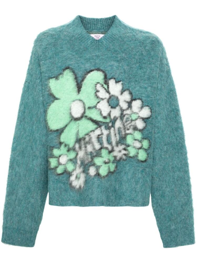 Martine Rose floral-intarsia brushed jumper - Blue Cover