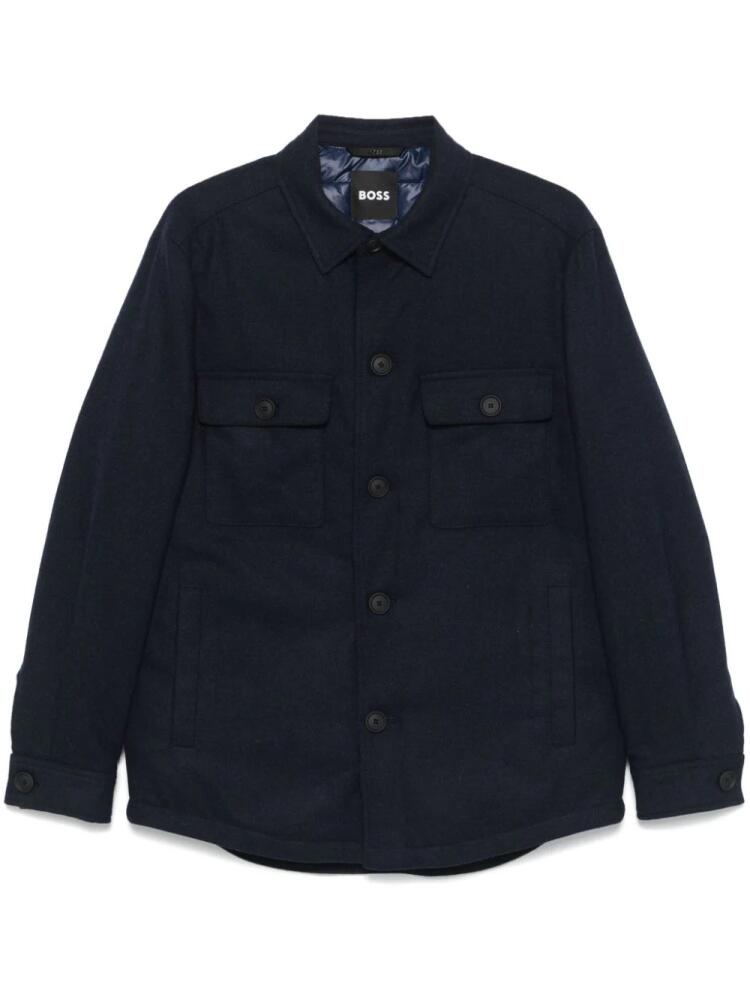 BOSS flannel padded overshirt - Blue Cover