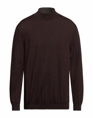 Daniele Fiesoli Man Turtleneck Dark brown Merino Wool Cover