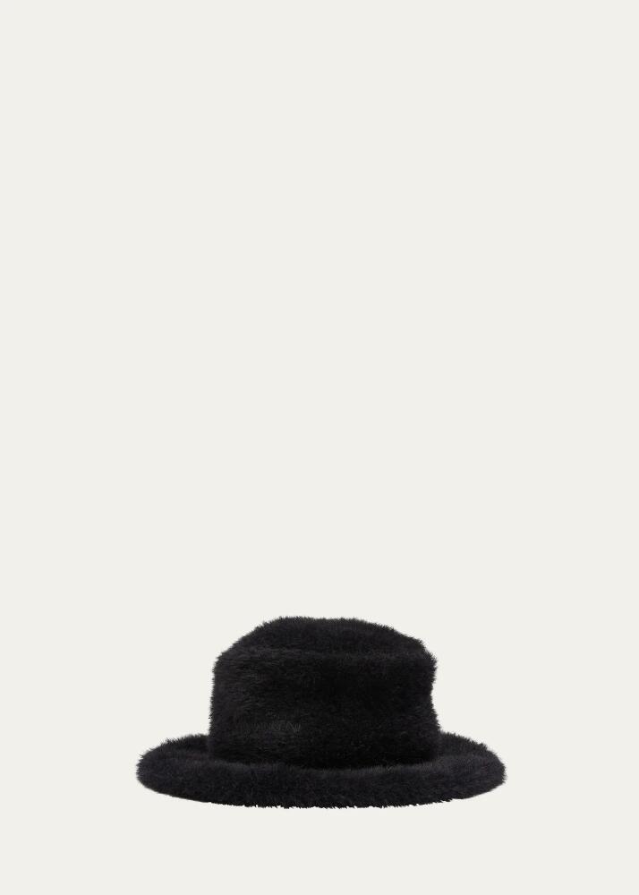 Saint Laurent Embroidered Faux Fur Bucket Hat Cover