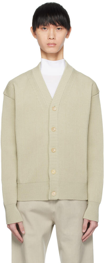 AURALEE Khaki Y-Neck Cardigan Cover