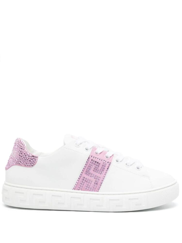 Versace Greca crystal-embellished sneakers - White Cover