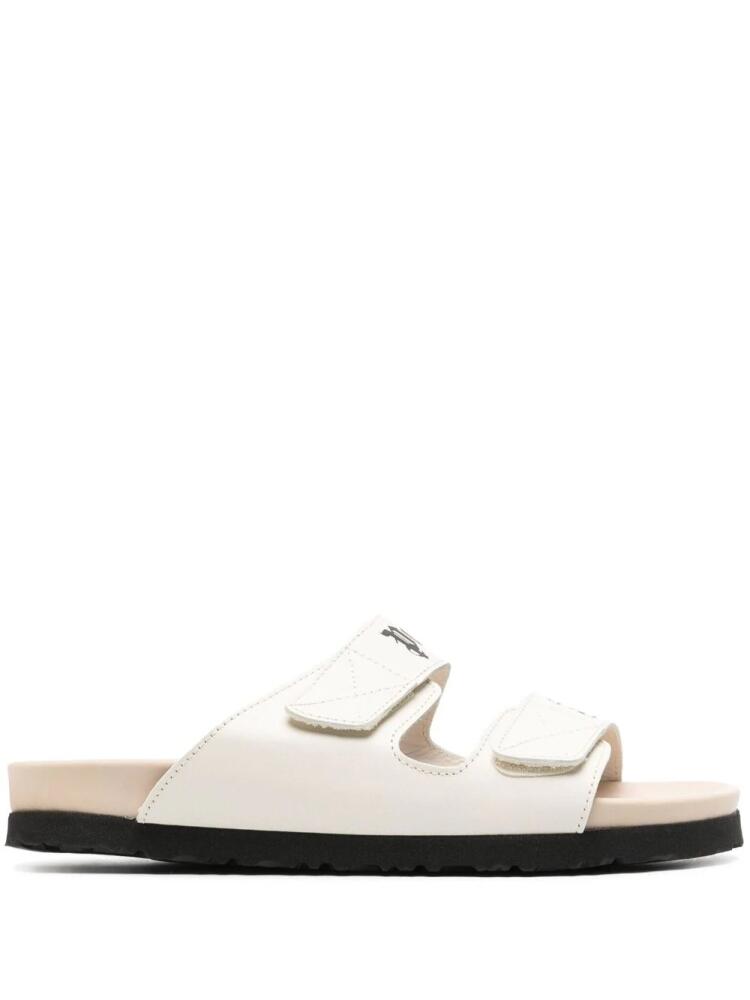 Palm Angels logo-print leather flat sandals - White Cover