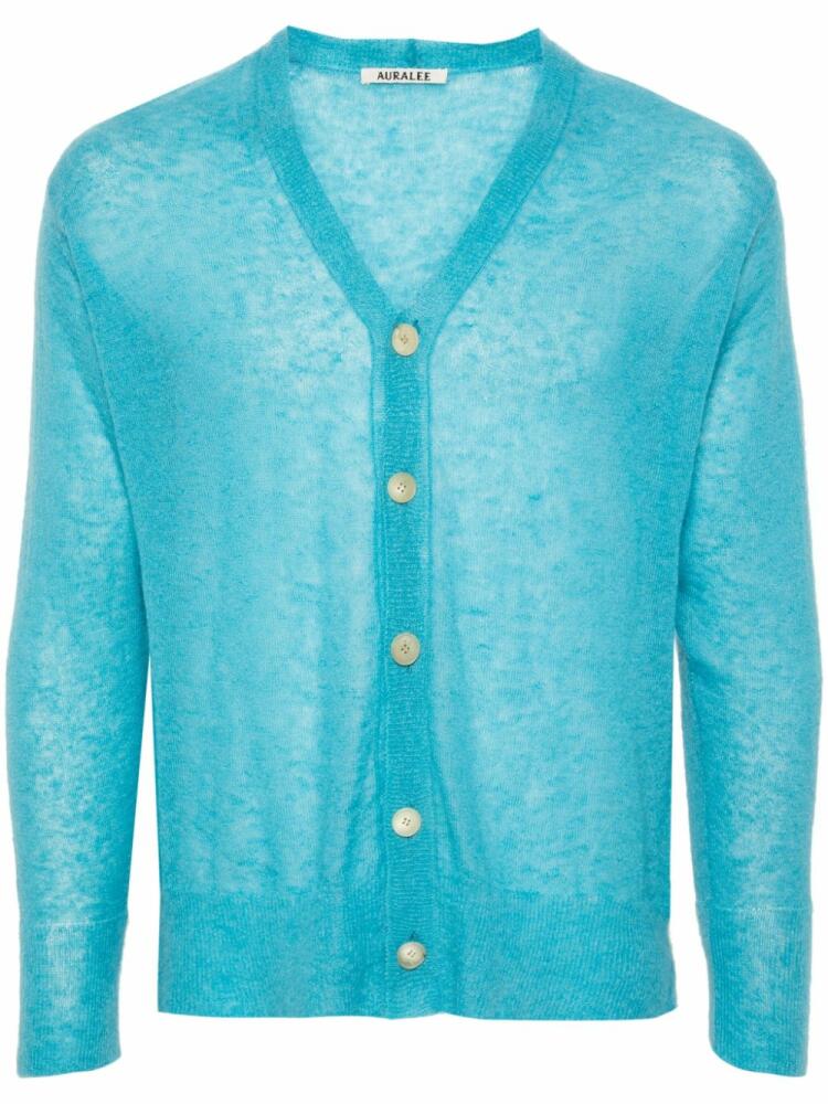 Auralee semi-sheer mohair blend cardigan - Blue Cover