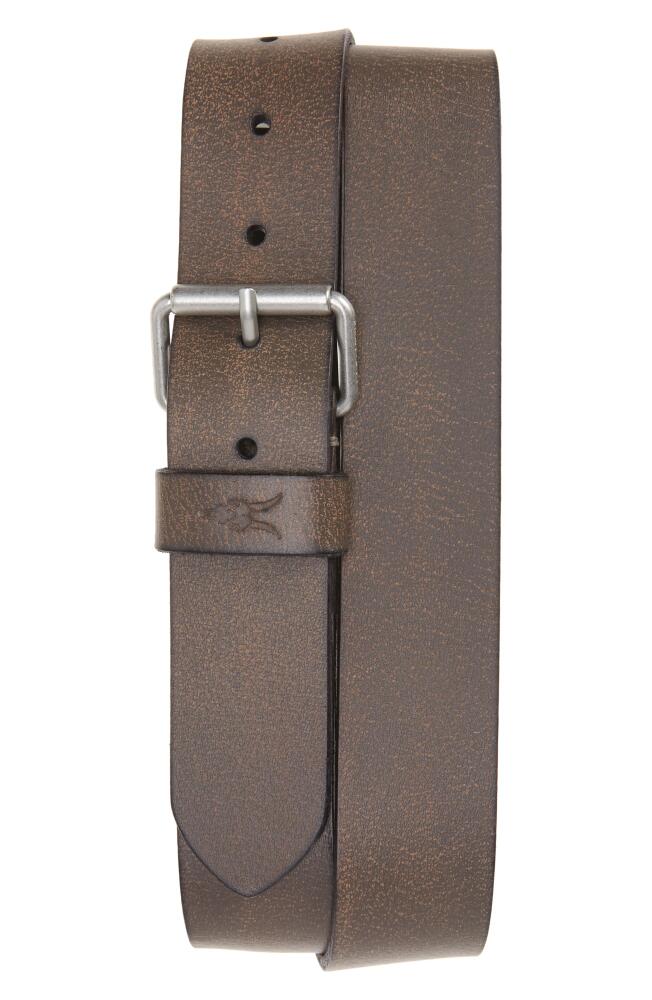 AllSaints Ramskull Embossed Leather Belt in Grey Cover