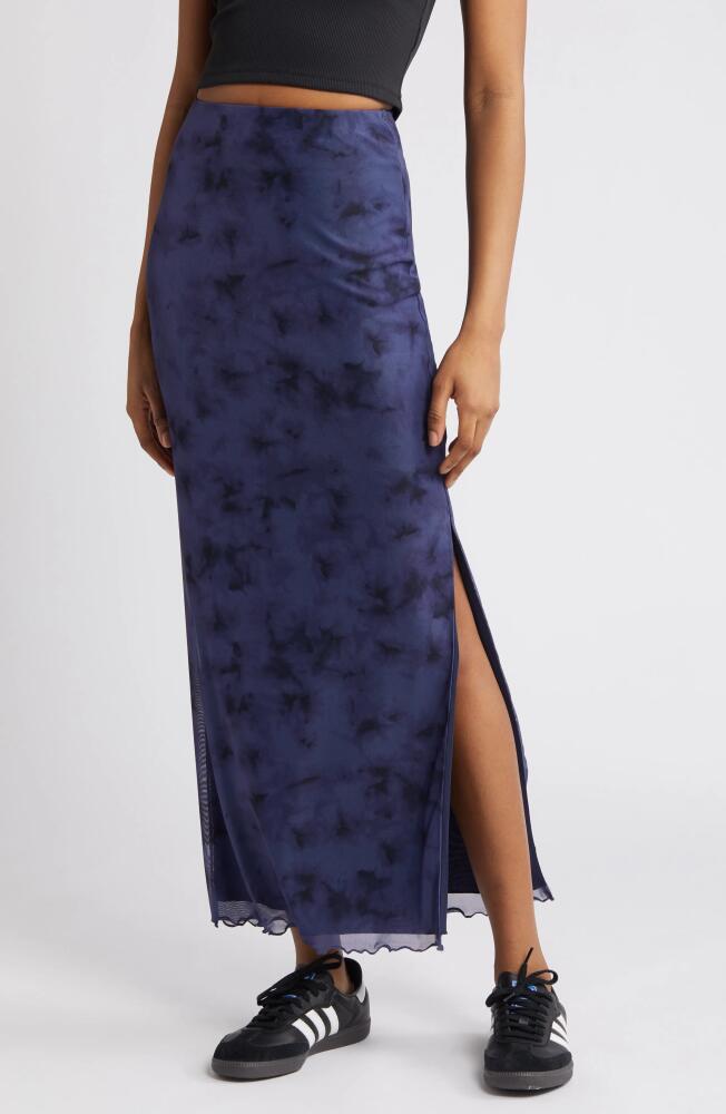 BP. Printed Mesh Maxi Skirt in Purple Dusty Print Cover