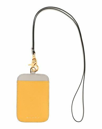 Marni Woman Document holder Dove grey Bovine leather, Brass, PVC - Polyvinyl chloride Cover